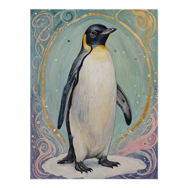 Magical Pastel Penguin Poster (Front)