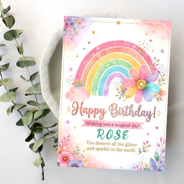 Magical Pastel Rainbow Birthday Card (Creator Uploaded)