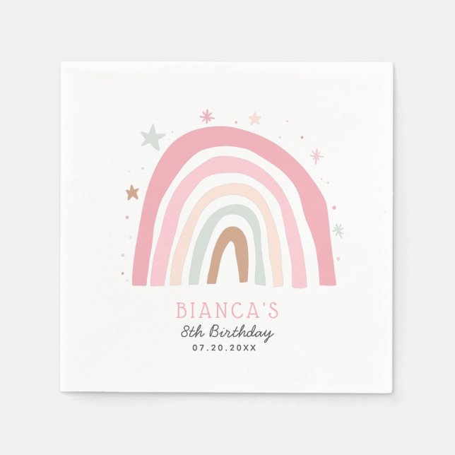 Magical Pastel Rainbow Kids Birthday Party Napkin (Front)