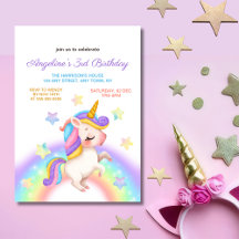 Magical Pastel Rainbow Stars Unicorn Birthday