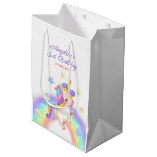 Magical Pastel Rainbow Stars Unicorn Birthday  Medium Gift Bag