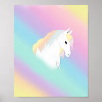 Magical Pastel Rainbow White Horse Girly Pink 