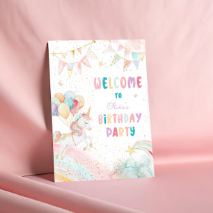 Magical Pastel Unicorn Birthday Welcome Poster