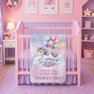 Magical Pastel Unicorn Girl Birthday Baby Blanket