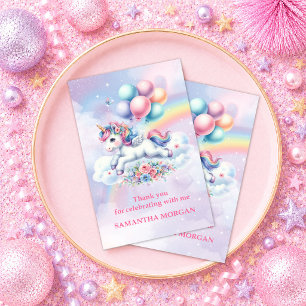 Magical Pastel Unicorn Girl Birthday Thank You Car Card