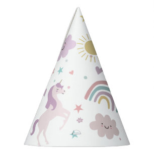 Magical Pastel Unicorn Rainbow Birthday Party Hat