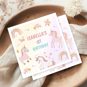 Magical Pastel Unicorn Rainbow Birthday Party Napkin