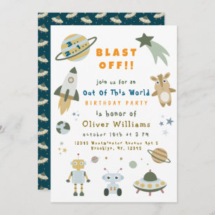 Magical Personalized Space Birthday Party Invite