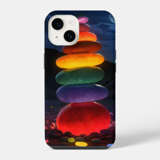 Magical Phone Case: Illuminated Stones Design iPhone 14 Case
