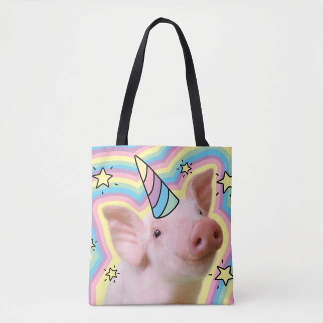 Magical Piglet Unicorn Tote Bag (Front)