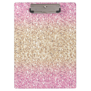 Magical Pink and Gold Glitter Ombre Clipboard