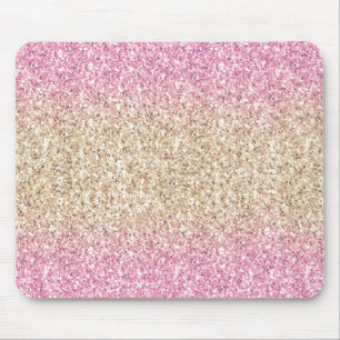 Magical Pink and Gold Glitter Ombre Mouse Pad