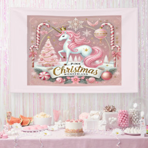Magical Pink Christmas Wonderland Unicorn  Banner