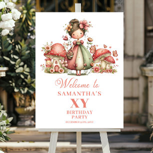 Magical Pink Fairy 1st Birthday Welcome Poster