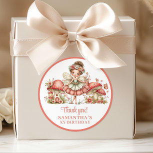 Magical Pink Fairy 8th Birthday Thank You Labels