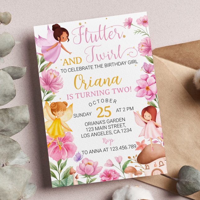 Magical Pink Floral Fairy Birthday Invitation (Creator Uploaded)