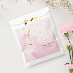 Magical Pink Gold Unicorn Birthday Favour Bags