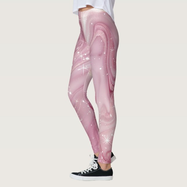 Magical Pink Marble Background Seamless Leggings (Left)