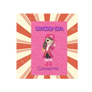 Magical Pink Pastel Glitter Pirate Girl Card