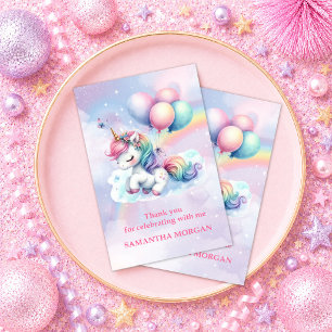 Magical Pink Unicorn Girl Birthday Thank You Card