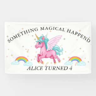 Magical Pink Unicorn Rainbow Birthday Banner