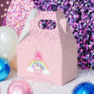 Magical Pink Unicorn Rainbow Birthday Thank You Favour Box