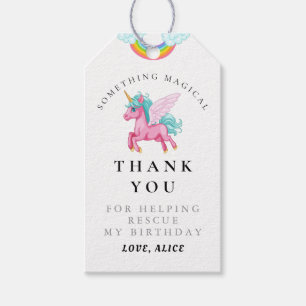 Magical Pink Unicorn Rainbow Birthday Thank You Gift Tags