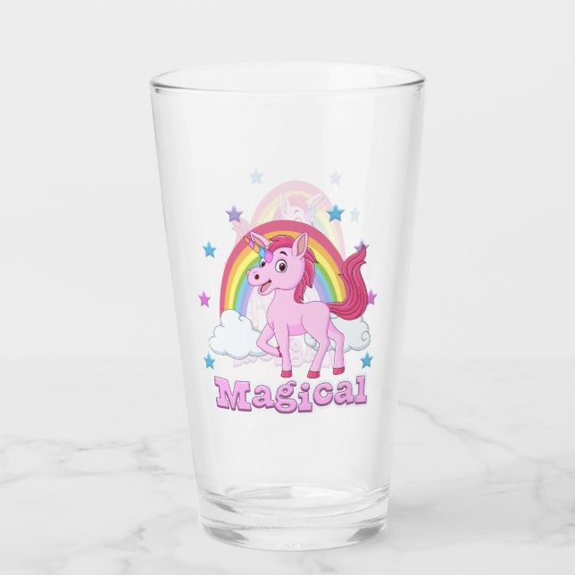 Magical Pink Unicorn Rainbow Glass (Front)