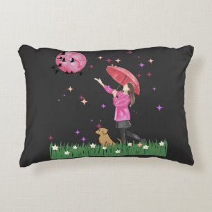 Magical Pink Watercolor Accent Pillow