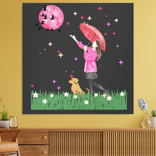 Magical Pink Watercolor Stretched Canvas Print