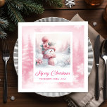 Magical Pinkmas Winter Forest Christmas Napkins<br><div class="desc">✅ For matching items search #67S in my collections ✅ Celebrate the magic of the season with these charming Christmas napkins featuring a delightful watercolor pink snowman surrounded by a cozy pastel winter forest scene. Designed in soft blush tones with whimsical snowy details, these festive napkins add a warm and...</div>