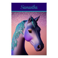 Magical Pony in Purple and Teal with Custom Name  