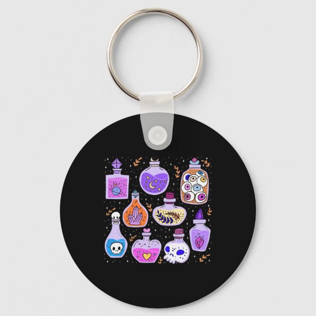 Magical Potions Bottles Witchy Halloween Print  Key Ring (Front)