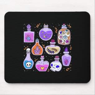 Magical Potions Bottles Witchy Halloween Print Mouse Pad