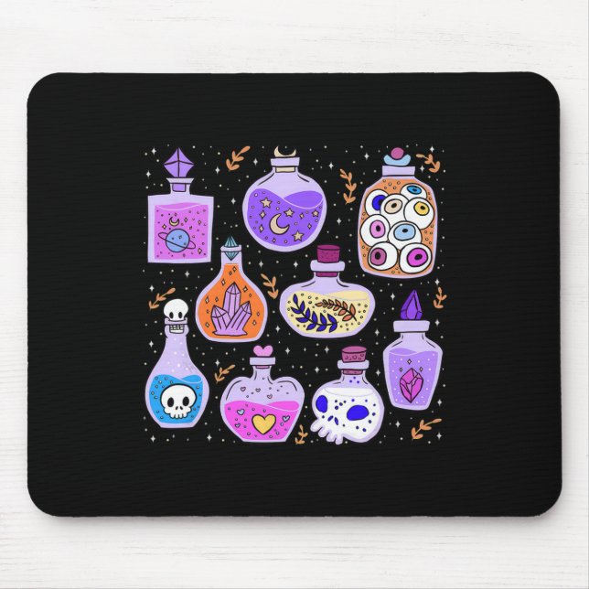 Magical Potions Bottles Witchy Halloween Print  Mouse Pad (Front)
