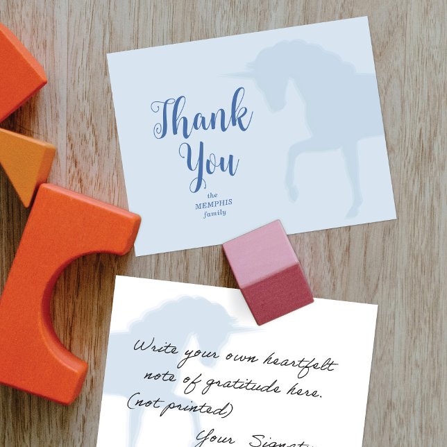 Magical Prancing Blue Unicorn Thank You Card (Creator Uploaded)