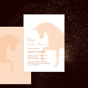 Magical Prancing Peach Unicorn Baby Shower Invitation