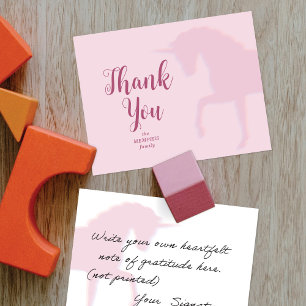 Magical Prancing Pink Unicorn Thank You Card
