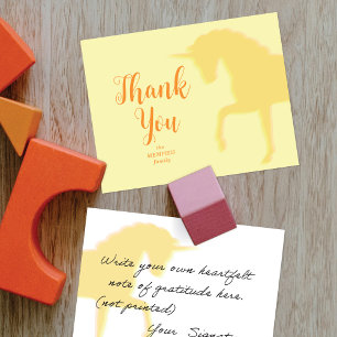 Magical Prancing Yellow Unicorn Thank You Card
