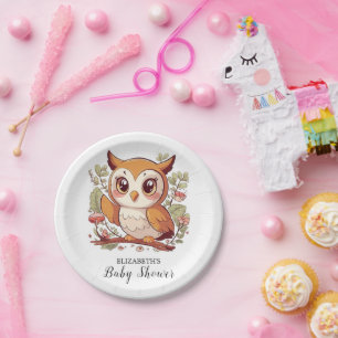 Magical Pretty Owl Baby Shower Paper Plate