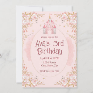Magical Princess Birthday Invitation Watercolor