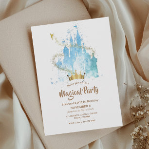 Magical Princess Castle Crown Girls Birthday Invitation