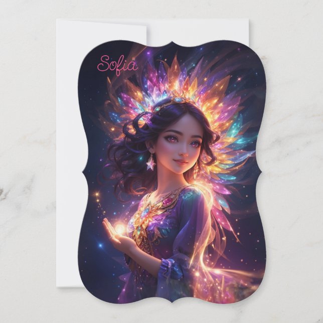 Magical Princess in Tiara Girl's Birthday Custom Card (Front)