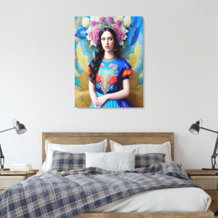 Magical princess with gorgeous dress canvas print