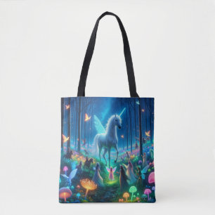 Magical Procession Through the Bioluminescent Tote Bag
