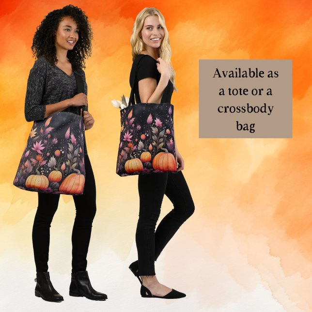 Magical Pumpkins Purple and Orange Autumn Foliage Tote Bag (Creator Uploaded)