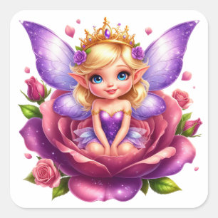 Magical Purple Fairy For Fantasy Lovers Square Sticker