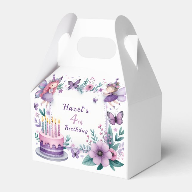 Magical Purple Fairy garden - Birthday  Favour Box (Front Side)