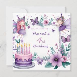 Magical Purple Fairy garden - Birthday Invitation