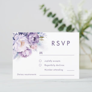 Magical Purple Florals Winter Wedding RSVP Card